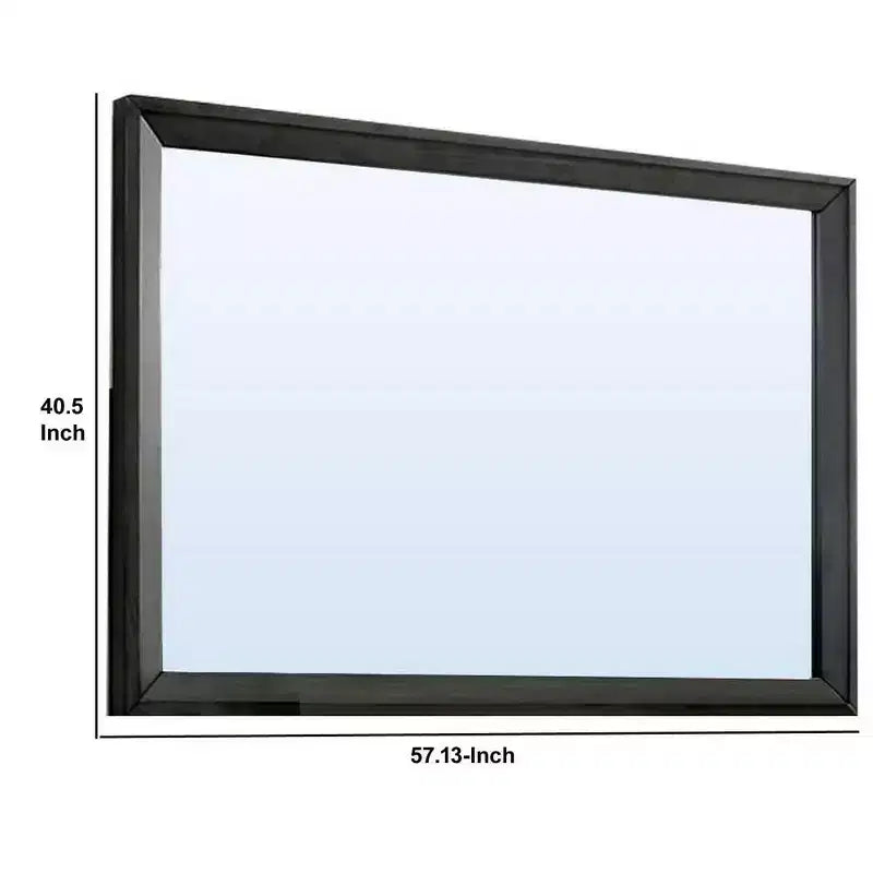 Miroir Contemporain Rectangulaire Royal Hampton 45 pouces avec Cadre en Bois, Gris