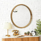 GDFStudio Meigs 23.62 Mid-Century Modern Round Wall Mirror with Wood Frame