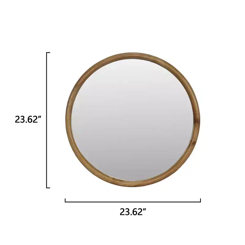Miroir mural rond GDFStudio Meigs 23,62 po, style mi-siècle, avec cadre en bois