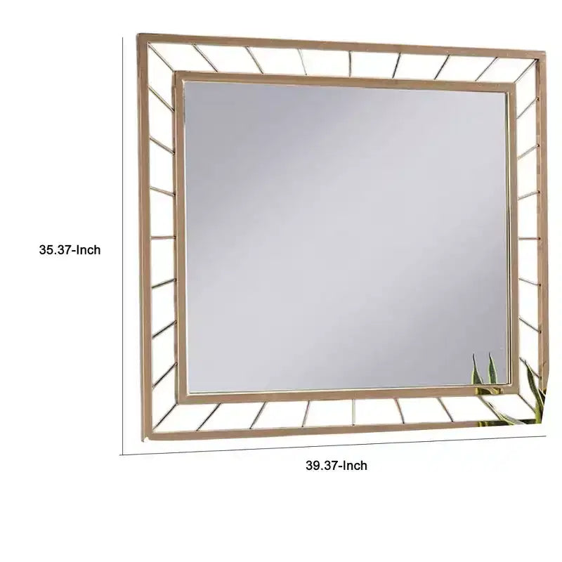 Miroir décoratif d'appoint Royal Hampton, cadre en métal plaqué or glamour de 39 pouces