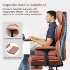Fauteuil de bureau de direction KERDOM en cuir PU, accoudoirs et repose-pieds réglables, dossier haut et soutien lombaire