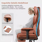Fauteuil de bureau de direction KERDOM en cuir PU, accoudoirs et repose-pieds réglables, dossier haut et soutien lombaire