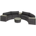 8 Piece Patio Furniture Set with 4 Rattan Sofa Chairs & 4 Tables with Storage & Umbrella Hole