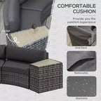 Ensemble de mobilier de patio 8 pièces avec 4 chaises de canapé en rotin et 4 tables avec rangement et trou pour parasol