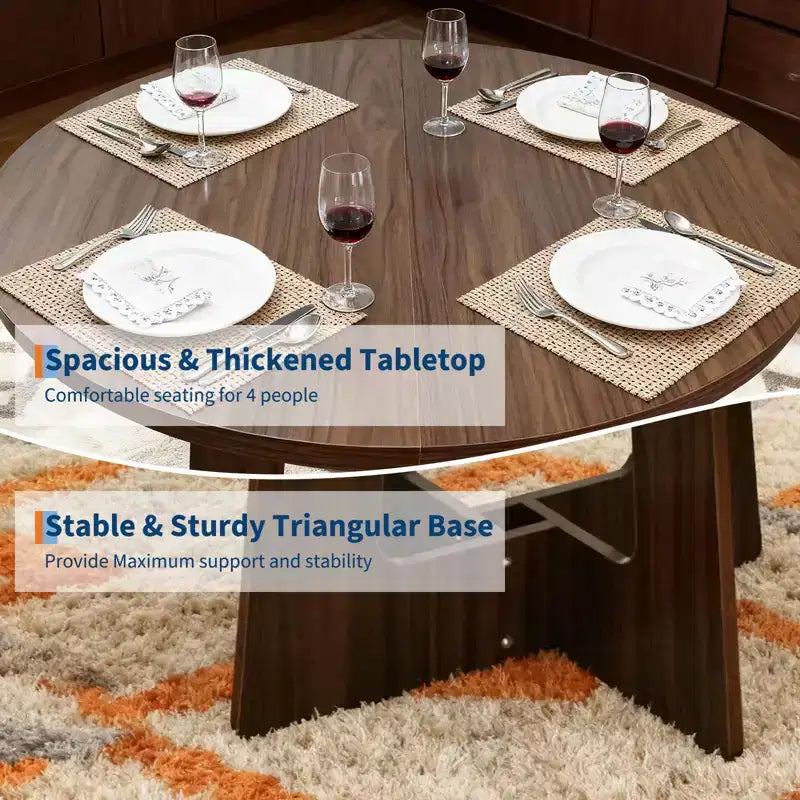 Table à manger ronde pour 4 personnes, table de cuisine en bois de 43 pouces avec base en croix, table de dîner moderne, table de petit-déjeuner pour salle à manger et salon, sans chaise