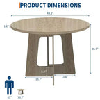 Table à manger ronde pour 4 personnes, table de cuisine en bois de 43 pouces avec base en croix, table de dîner moderne, table de petit-déjeuner pour salle à manger et salon, sans chaise