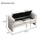 Banc de rangement TUYOHW Teddy, banc ottoman bout de lit de 150 cm avec accoudoirs et rangement, ottoman pour chambre à coucher, salon, couloir