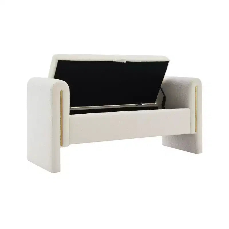 Banc de rangement TUYOHW Teddy, banc ottoman bout de lit de 150 cm avec accoudoirs et rangement, ottoman pour chambre à coucher, salon, couloir
