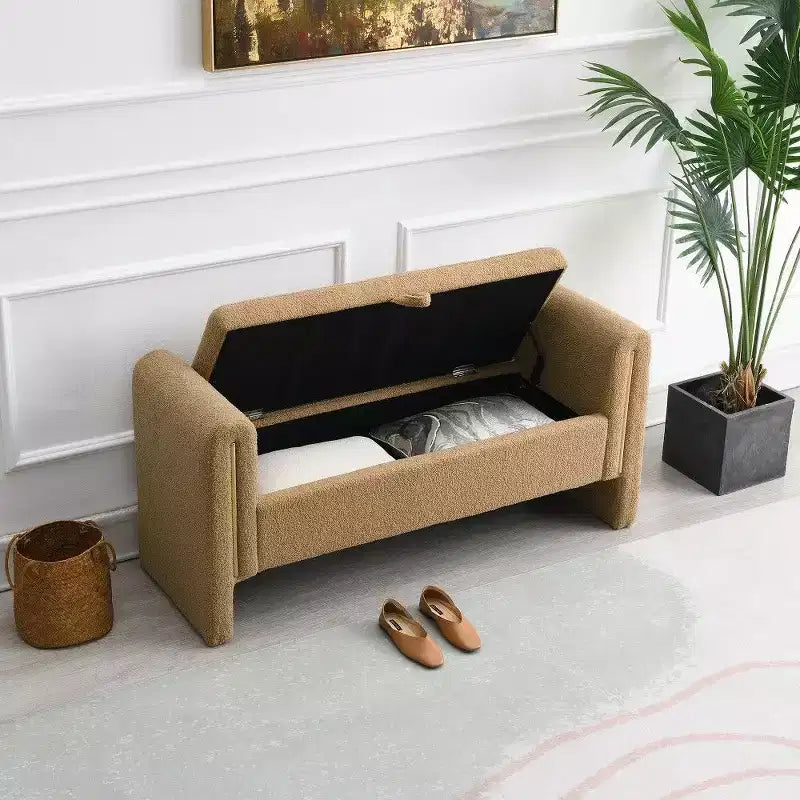 Banc de rangement TUYOHW Teddy, banc ottoman bout de lit de 150 cm avec accoudoirs et rangement, ottoman pour chambre à coucher, salon, couloir