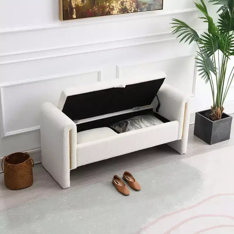 Banc de rangement TUYOHW Teddy, banc ottoman bout de lit de 150 cm avec accoudoirs et rangement, ottoman pour chambre à coucher, salon, couloir