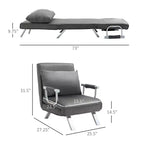 Canapé-Lit Pliant Convertible 5 Positions pour une Personne Fauteuil Chaise Longue avec Oreiller et Cadre en Acier