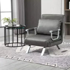 Canapé-Lit Pliant Convertible 5 Positions pour une Personne Fauteuil Chaise Longue avec Oreiller et Cadre en Acier