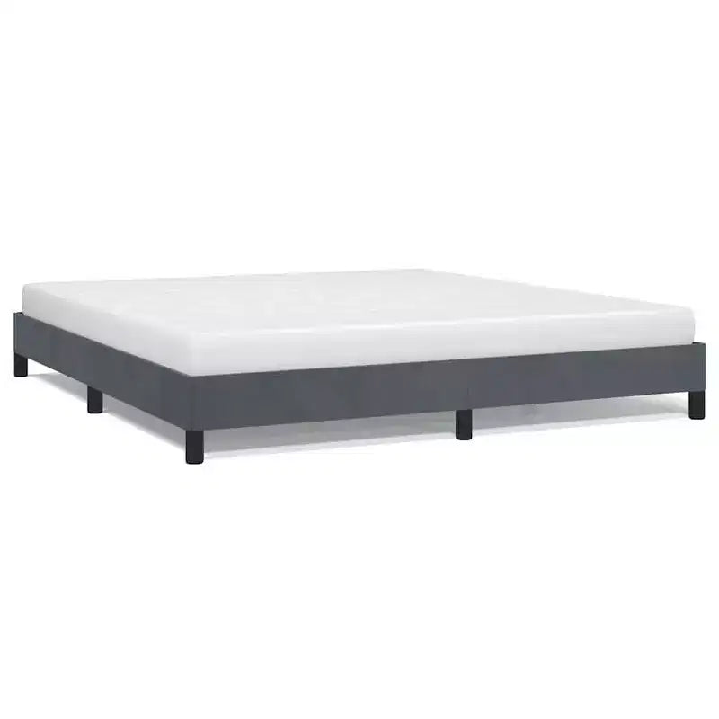 Cadre de lit Velours gris foncé (100 % polyester), contreplaqué, bois composite