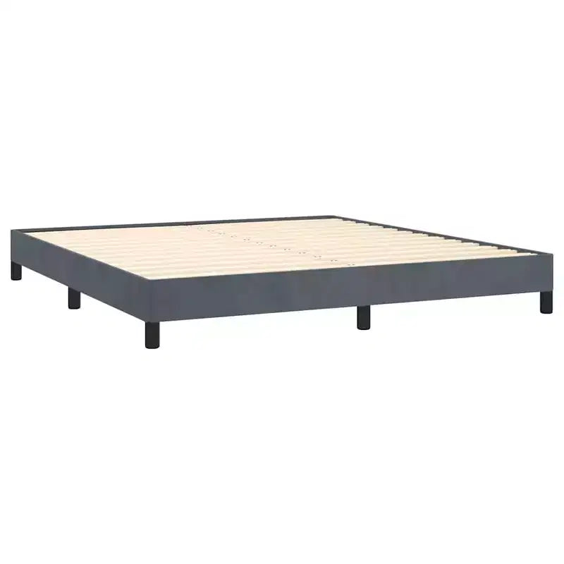 Cadre de lit Velours gris foncé (100 % polyester), contreplaqué, bois composite