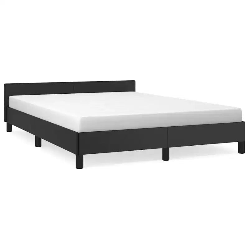 Cadre de lit avec tête de lit Similicuir noir, contreplaqué, bois manufacturé