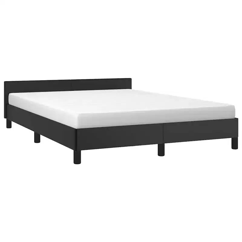 Cadre de lit avec tête de lit Similicuir noir, contreplaqué, bois manufacturé