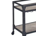 Chariot de service Royal Hampton avec structure métallique et étagères en bois, avec porte-bouteilles, marron et gris
