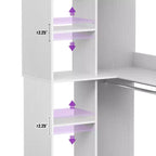Besiost Organisateur de placard d'angle autoportant avec étagères tour, système de rangement peu encombrant avec tringles à vêtements