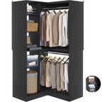 Besiost Organisateur de placard d'angle autoportant avec étagères tour, système de rangement peu encombrant avec tringles à vêtements