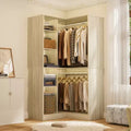 Besiost Freestanding Corner Closet Organizer with Tower Shelves, Space-saving Closet System with Hanging Rods