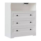 Commode 3 tiroirs avec station de charge, commode en bois moderne pour chambre à coucher, organisateur de rangement compact pour placard, salon et couloir