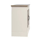 Meuble d'appoint 2 portes Galano avec panneaux en acrylique, couleur ivoire et chêne noueux, 32,4 po larg. x 15,7 po prof. x 29,3 po haut.