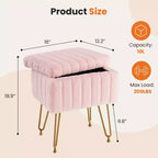 TUYOHW 16 Pouf de rangement, tabourets de coiffeuse en fausse fourrure avec 4 pieds métalliques et pieds réglables antidérapants, pouf pour salon, entrée