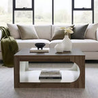 Table basse carrée Galano avec étagère de rangement à découpe incurvée 34,8 L x 34,8 P x 16,1 H