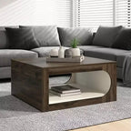 Table basse carrée Galano avec étagère de rangement à découpe incurvée 34,8 L x 34,8 P x 16,1 H