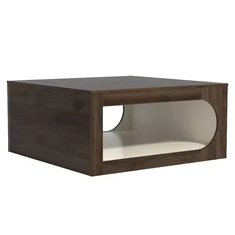 Table basse carrée Galano avec étagère de rangement à découpe incurvée 34,8 L x 34,8 P x 16,1 H