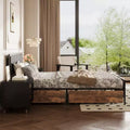 Dyonery Queen Size Bed Frame with 4 Storage Drawers and Headboard,Rustic Metal Bed Frame with Large Storage Space,No Box Spring Needed, Noise Free