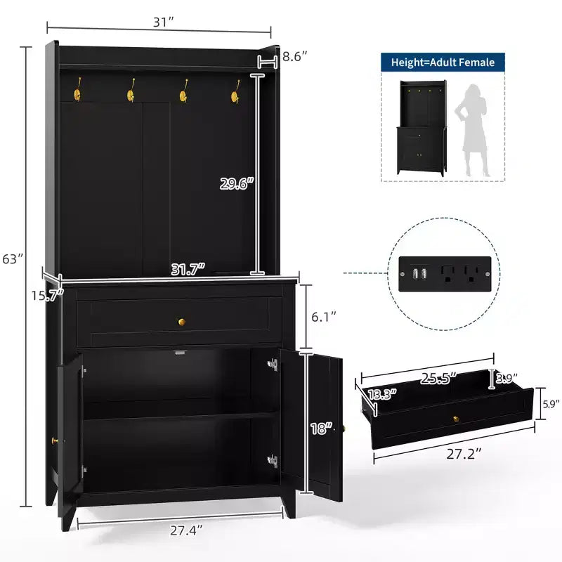 Meuble micro-ondes de 160 cm avec tiroirs, buffet de cuisine avec prise électrique et étagères réglables pour articles de garde-manger et petits appareils électroménagers
