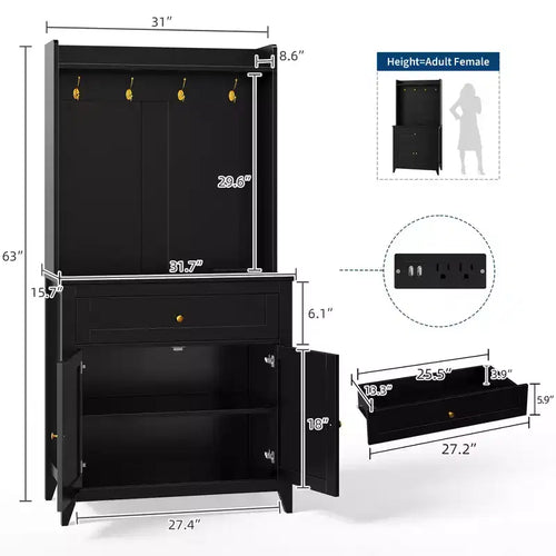 Meuble micro-ondes de 160 cm avec tiroirs, buffet de cuisine avec prise électrique et étagères réglables pour articles de garde-manger et petits appareils électroménagers