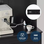 Meuble micro-ondes de 160 cm avec tiroirs, buffet de cuisine avec prise électrique et étagères réglables pour articles de garde-manger et petits appareils électroménagers