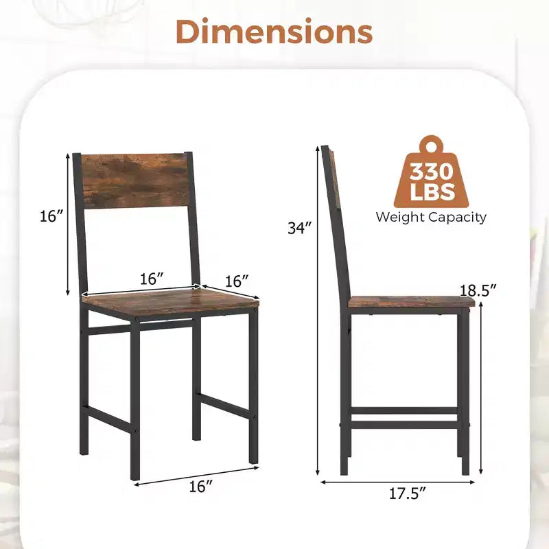 Lot de 4 chaises de salle à manger Costway avec pieds en métal, dossier incliné et assise large pour salon