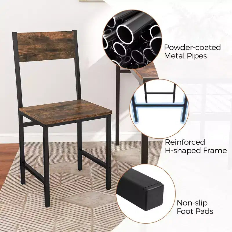 Lot de 4 chaises de salle à manger Costway avec pieds en métal, dossier incliné et assise large pour salon