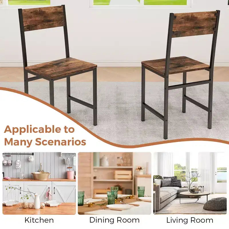 Lot de 4 chaises de salle à manger Costway avec pieds en métal, dossier incliné et assise large pour salon