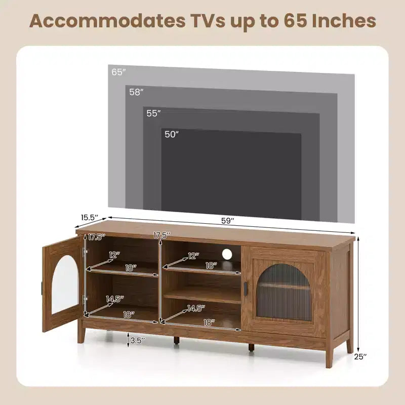 Meuble TV de ferme Costway pour téléviseurs jusqu'à 65 pouces Meuble TV moderne et vintage pour salon