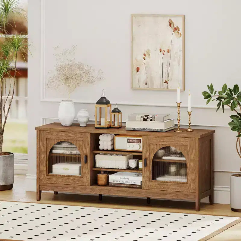 Meuble TV de ferme Costway pour téléviseurs jusqu'à 65 pouces Meuble TV moderne et vintage pour salon