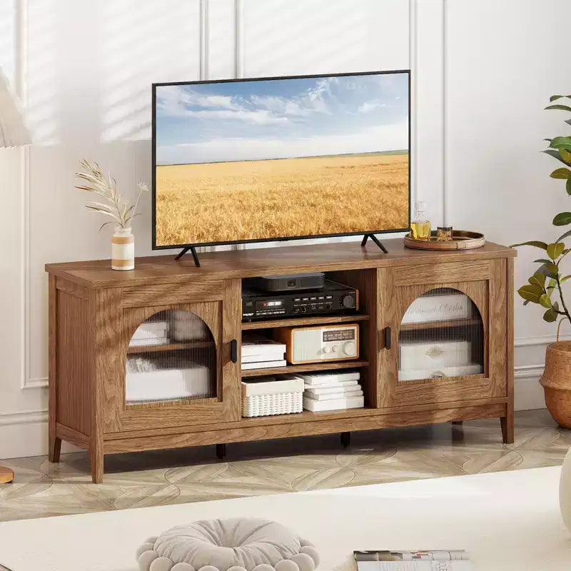 Meuble TV de ferme Costway pour téléviseurs jusqu'à 65 pouces Meuble TV moderne et vintage pour salon