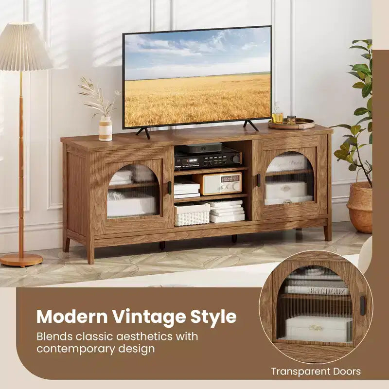 Meuble TV de ferme Costway pour téléviseurs jusqu'à 65 pouces Meuble TV moderne et vintage pour salon