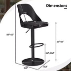 Tabourets de bar Costway - Lot de 2 avec siège en similicuir PU agrandi, repose-pieds, chaises de bar pivotantes