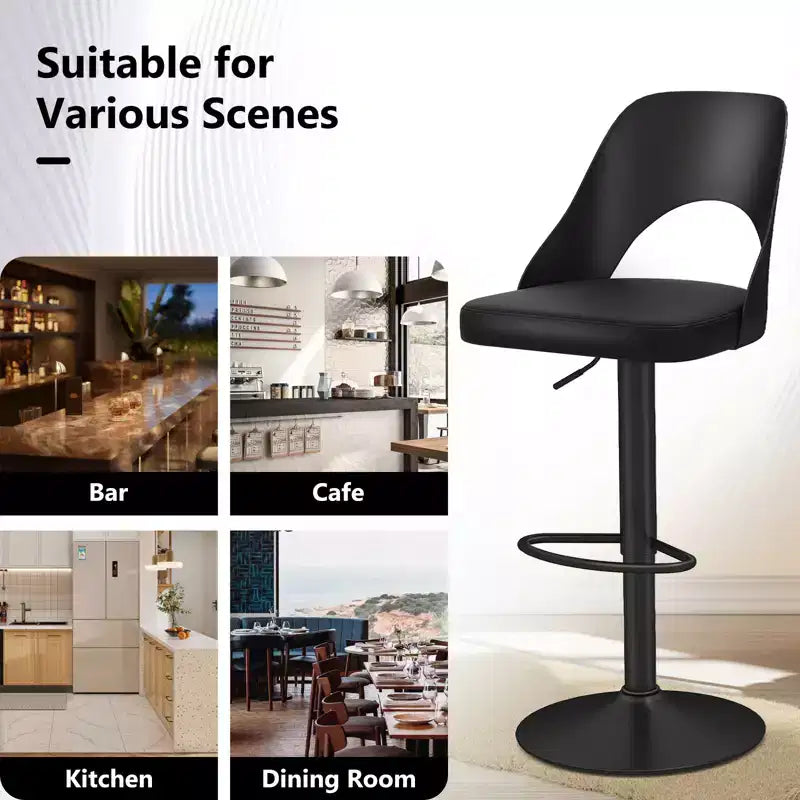 Tabourets de bar Costway - Lot de 2 avec siège en similicuir PU agrandi, repose-pieds, chaises de bar pivotantes