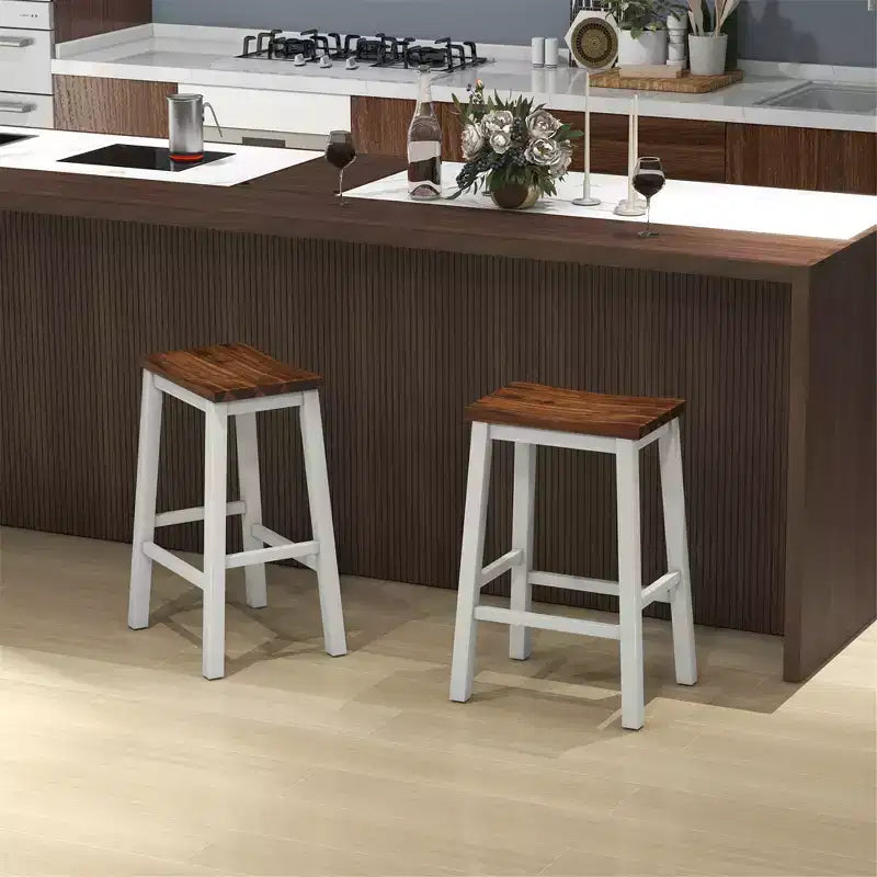Costway Lot de 2 tabourets de comptoir industriels de 24,5 pouces avec repose-pieds
