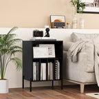 Meuble pour Platine Vinyle Costway avec Station de Charge 5 Compartiments de Rangement Kits Anti-basculement