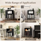 Meuble pour Platine Vinyle Costway avec Station de Charge 5 Compartiments de Rangement Kits Anti-basculement