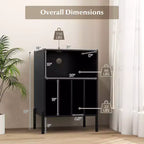 Meuble pour Platine Vinyle Costway avec Station de Charge 5 Compartiments de Rangement Kits Anti-basculement