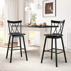 Costway Lot de 2 tabourets de bar Windsor 73,7 cm pivotants en bois d'hévéa chaises de salle à manger assise spacieuse Noir