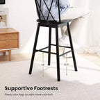 Costway Windsor Lot de 4 Tabourets de Bar 74 cm Pivotants Chaises de Salle à Manger en Bois de Caoutchouc Siège Spacieux Noir