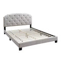 Royal Hampton Twin Bed with Button Tufted Scalloped Headboard, Light Brown